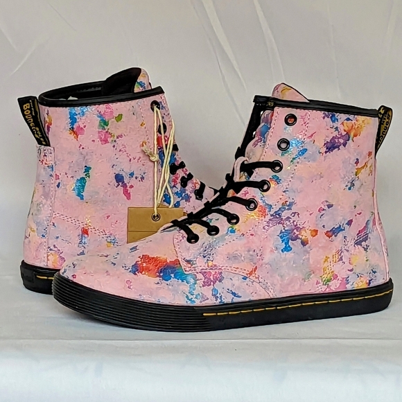 Dr. Martens Sheridan Boots Suede Lace Up Lightweight Rainbow Burst Pink 9 NIB - Picture 1 of 15